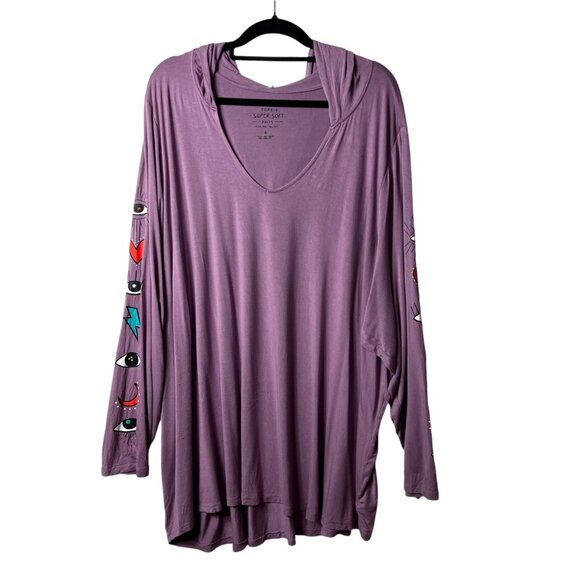 torrid Tops - Torrid super soft eyes purple hooded long sleeve top women’s size 6X